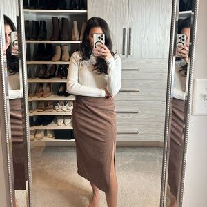 Taupe/brown midi skirt